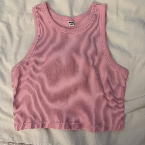 Ribbed Racer Back Cropped Tank Top - Picture 2 of 3